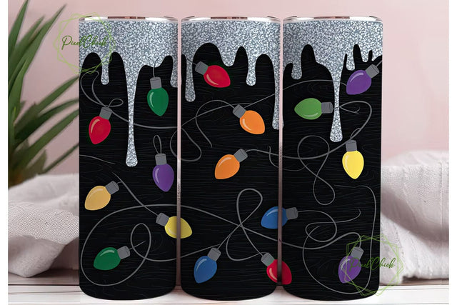 Christmas Lights Tumbler Wrap PNG Sublimation PixelChick 
