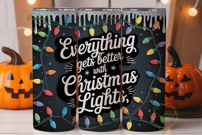 Christmas Lights Tumbler Wrap Sublimation PixelChick 