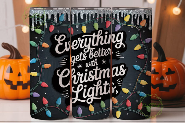 Christmas Lights Tumbler Wrap Sublimation PixelChick 