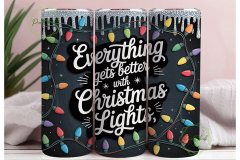 Christmas Lights Tumbler Wrap Sublimation PixelChick 