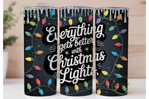 Christmas Lights Tumbler Wrap Sublimation PixelChick 