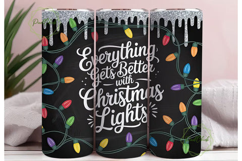 Christmas Lights Tumbler Wrap Sublimation PixelChick 