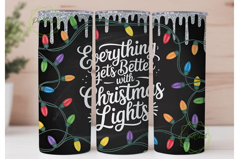Christmas Lights Tumbler Wrap Sublimation PixelChick 