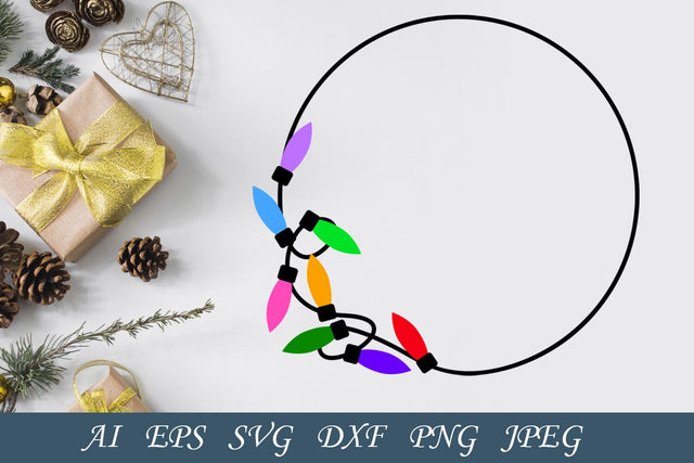Christmas lights wreath svg, Winter round ornament, Holiday svg SVG AnastasiyaArtDesign 
