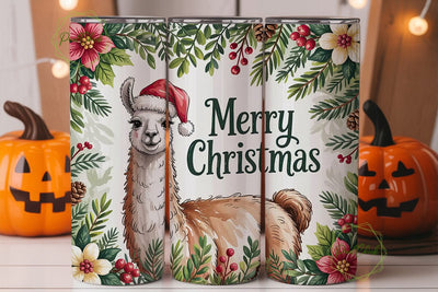 Christmas Llama 20oz Tumbler Wrap Sublimation PixelChick 