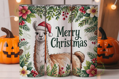 Christmas Llama 20oz Tumbler Wrap Sublimation PixelChick 