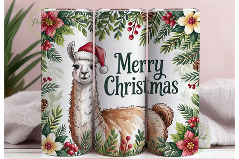 Christmas Llama 20oz Tumbler Wrap Sublimation PixelChick 