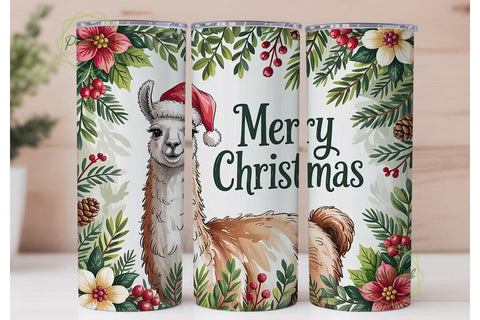 Christmas Llama 20oz Tumbler Wrap Sublimation PixelChick 