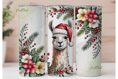 Christmas Llama 20oz Tumbler Wrap Sublimation PixelChick 