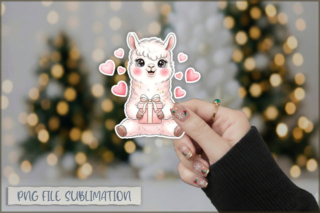 Christmas Llama Watercolor Sticker PNG Sublimation Shetara Begum 