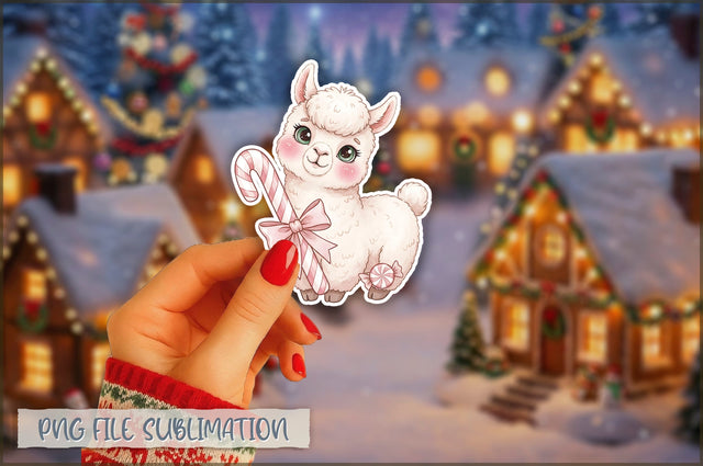 Christmas Llama Watercolor Sticker PNG Sublimation Shetara Begum 
