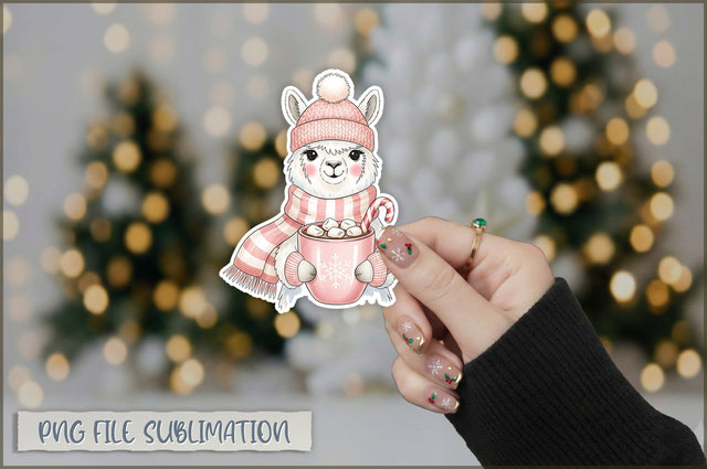 Christmas Llama Watercolor Sticker PNG Sublimation Shetara Begum 