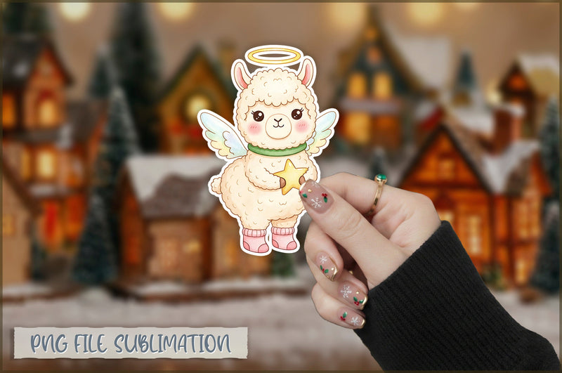 Christmas Llama Watercolor Sticker PNG Sublimation Shetara Begum 