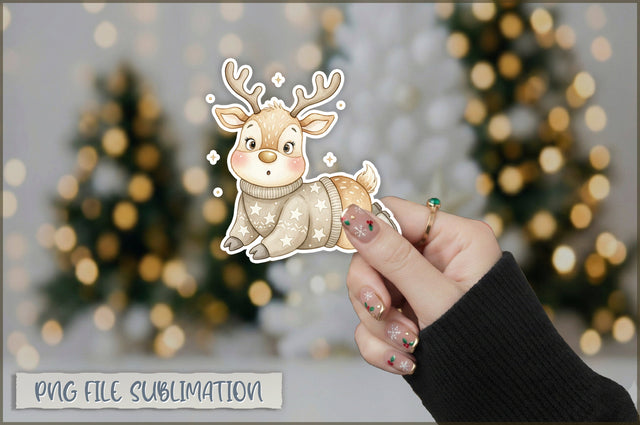 Christmas Llama Watercolor Sticker PNG Sublimation Shetara Begum 