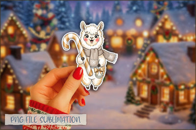 Christmas Llama Watercolor Sticker PNG Sublimation Shetara Begum 
