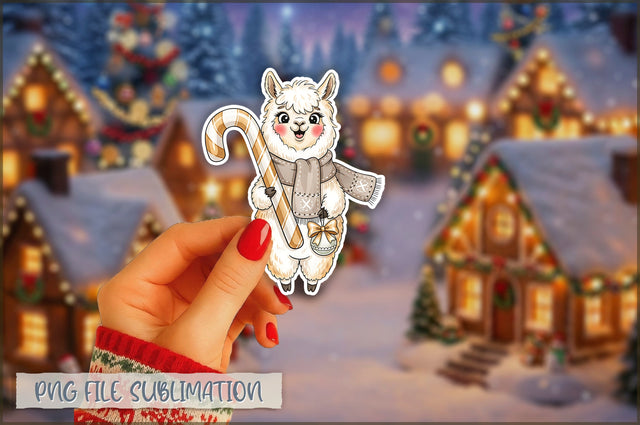 Christmas Llama Watercolor Sticker PNG Sublimation Shetara Begum 
