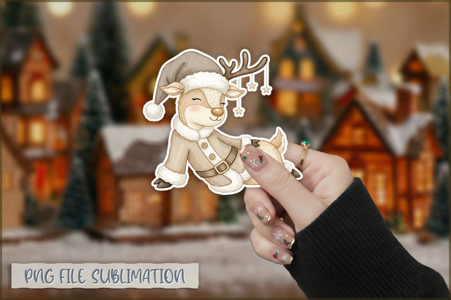 Christmas Llama Watercolor Sticker PNG Sublimation Shetara Begum 