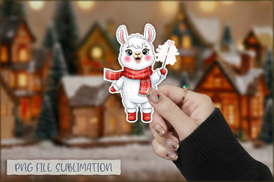 Christmas Llama Watercolor Sticker PNG Sublimation Shetara Begum 