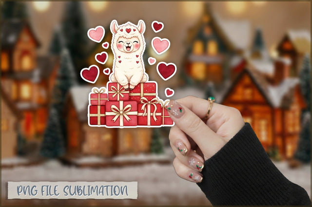 Christmas Llama Watercolor Sticker PNG Sublimation Shetara Begum 