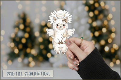 Christmas Llama Watercolor Sticker PNG Sublimation Shetara Begum 