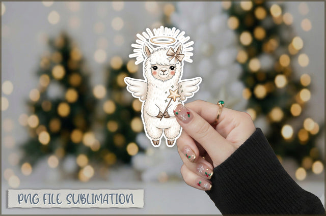 Christmas Llama Watercolor Sticker PNG Sublimation Shetara Begum 