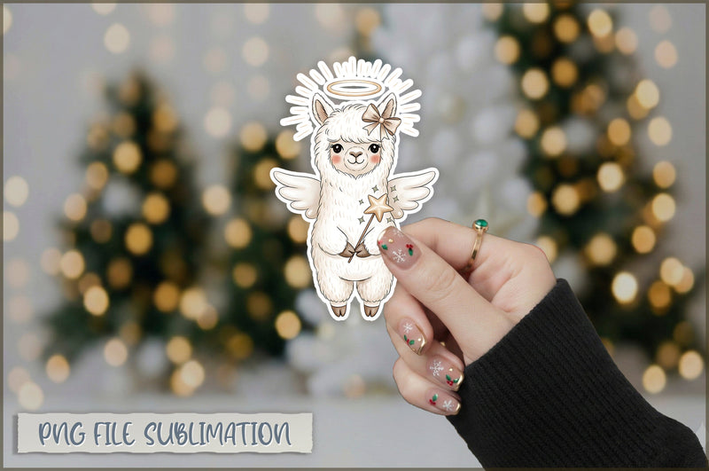 Christmas Llama Watercolor Sticker PNG Sublimation Shetara Begum 