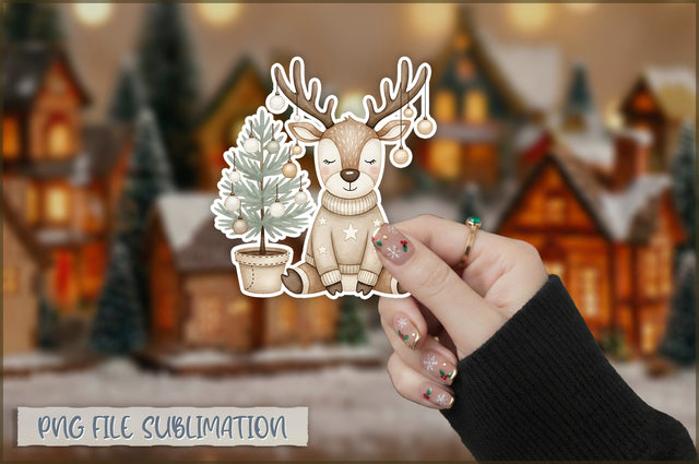 Christmas Llama Watercolor Sticker PNG Sublimation Shetara Begum 