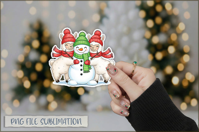 Christmas Llama Watercolor Sticker PNG Sublimation Shetara Begum 