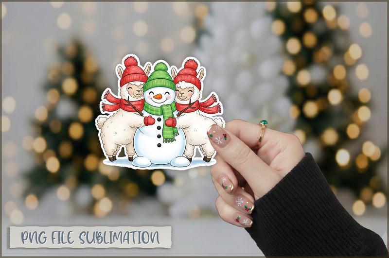 Christmas Llama Watercolor Sticker PNG Sublimation Shetara Begum 