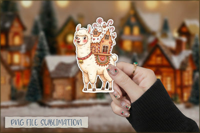 Christmas Llama Watercolor Sticker PNG Sublimation Shetara Begum 