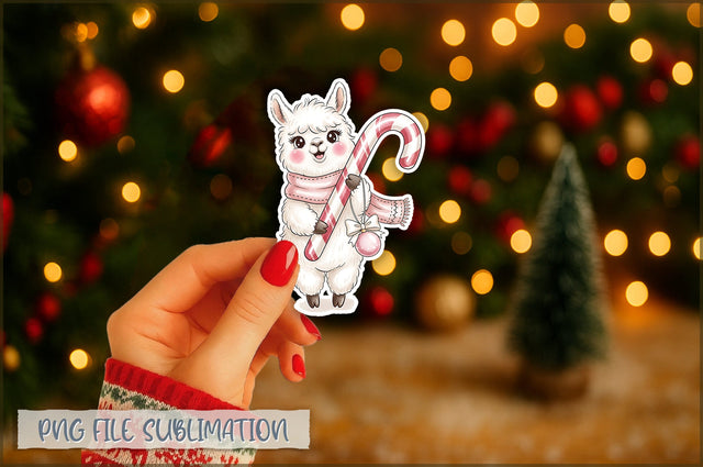 Christmas Llama Watercolor Sticker PNG Sublimation Shetara Begum 