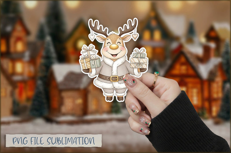 Christmas Llama Watercolor Sticker PNG Sublimation Shetara Begum 