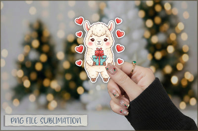 Christmas Llama Watercolor Sticker PNG Sublimation Shetara Begum 