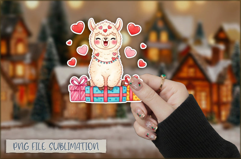 Christmas Llama Watercolor Sticker PNG Sublimation Shetara Begum 