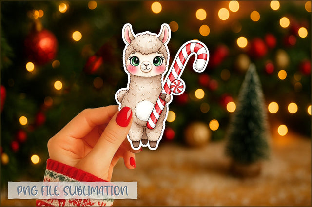 Christmas Llama Watercolor Sticker PNG Sublimation Shetara Begum 