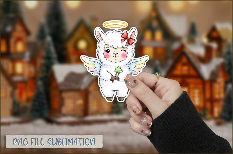 Christmas Llama Watercolor Sticker PNG Sublimation Shetara Begum 
