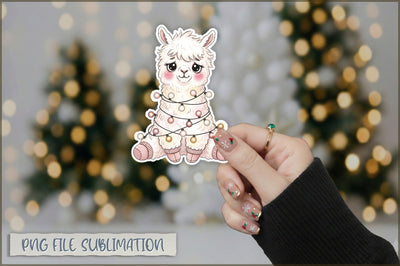 Christmas Llama Watercolor Sticker PNG Sublimation Shetara Begum 