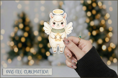 Christmas Llama Watercolor Sticker PNG Sublimation Shetara Begum 
