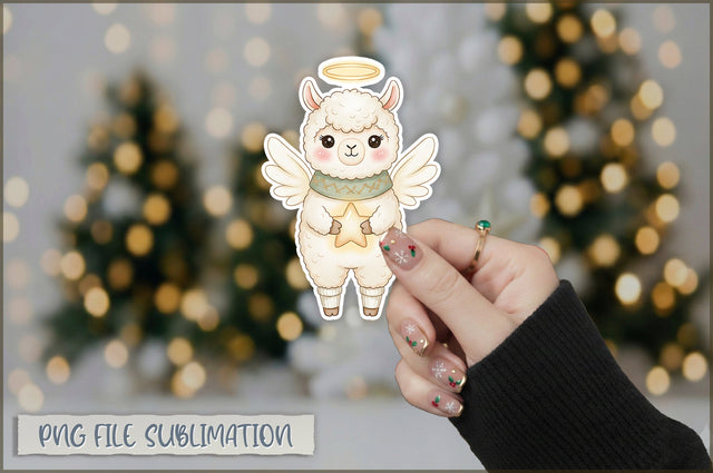 Christmas Llama Watercolor Sticker PNG Sublimation Shetara Begum 