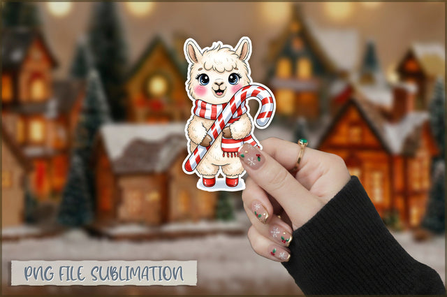 Christmas Llama Watercolor Sticker PNG Sublimation Shetara Begum 