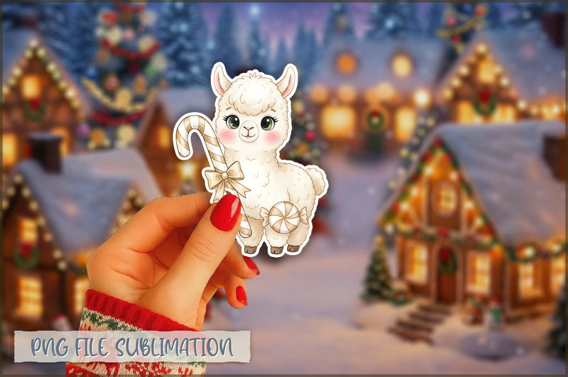 Christmas Llama Watercolor Sticker PNG Sublimation Shetara Begum 