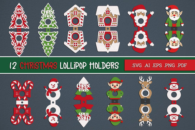 Christmas Lollipop Holder Bundle - Paper Cut SVG SVG Slim Studio 