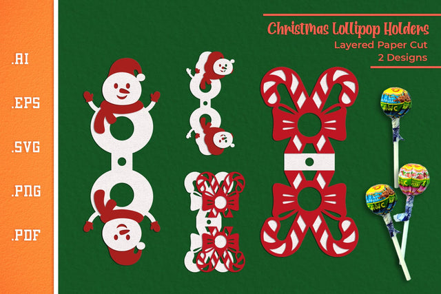 Christmas Lollipop Holders - Paper Cut SVG SVG Slim Studio 