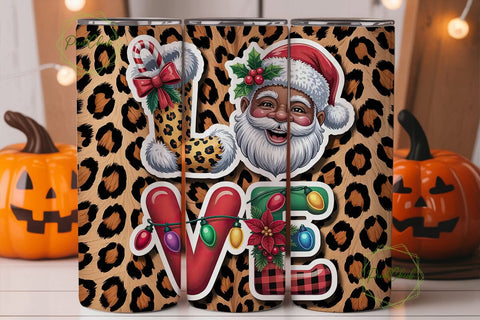 Christmas Love Black Santa 20oz Tumbler Sublimation PixelChick 