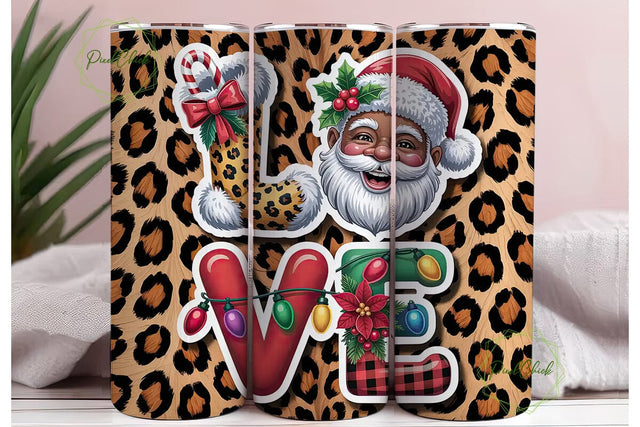 Christmas Love Black Santa 20oz Tumbler Sublimation PixelChick 