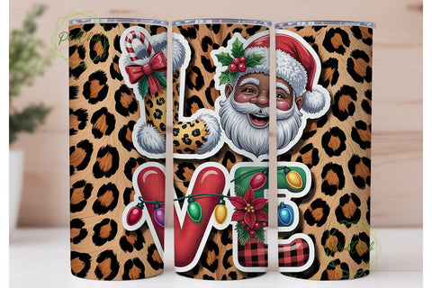 Christmas Love Black Santa 20oz Tumbler Sublimation PixelChick 