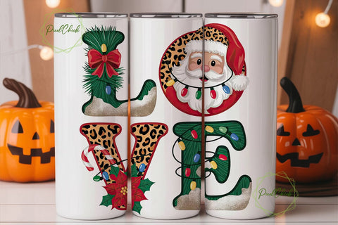 Christmas Love Leopard 20oz Tumbler Wrap Sublimation PixelChick 