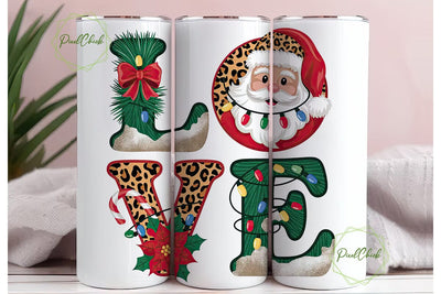 Christmas Love Leopard 20oz Tumbler Wrap Sublimation PixelChick 