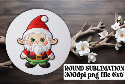 Christmas Magic 3D Embroidered Circle Sublimation Graphics Sublimation afrosvg 