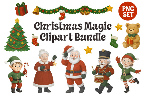 Christmas Magic Clipart Bundle SVG Four Lines Std. 